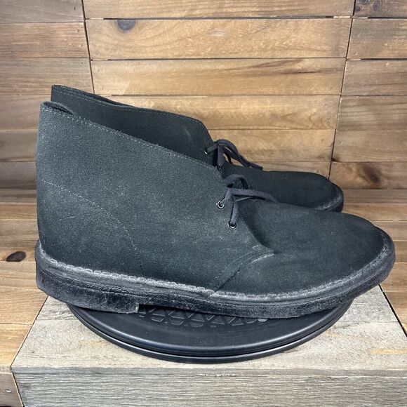 Clarks Orginals Mens Size 10.5 Chukka Lace Up Black Suede Ankle Casual Boots - Picture 1 of 10